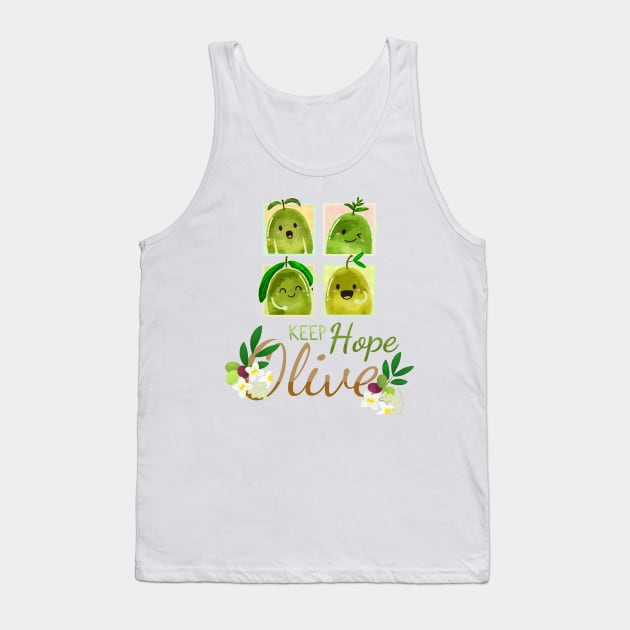 Keep Hope Olive - Punny Garden Tank Top by punnygarden
